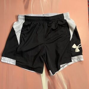 Under Armor Black + White Basketball Shorts, Size Medium, Like New